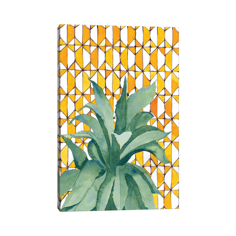 Yellow Tile Agave by Jen Bucheli - Wrapped Canvas Painting, 66.04 cm H x 45.72 cm W x 3.175 cm D