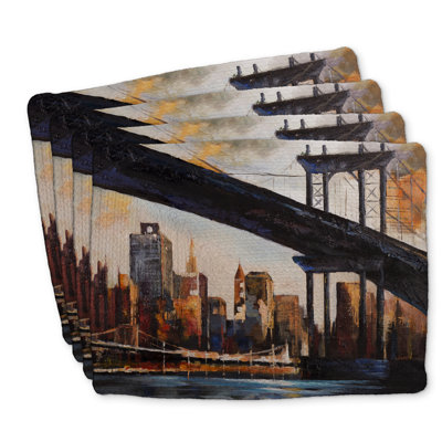 Sunset Over New York Braided Polyester Placemats | Set of 4