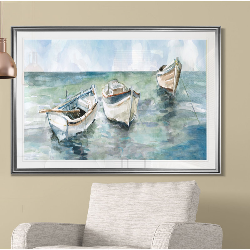 " Caught At Low Tide II ", 20" H x 24" W x 1.5" D, Silver Framed