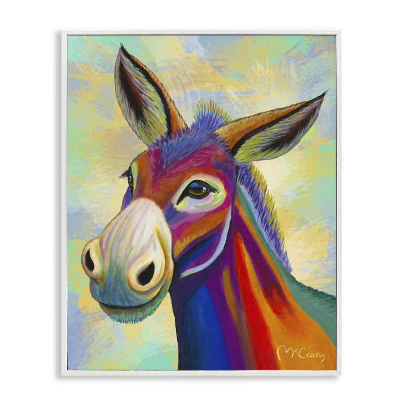 «Vibrant Donkey Expression», estampe numérique de Jadei, H 30 po x l 24 po, Estampe numérique encadrée blanc bord de mer