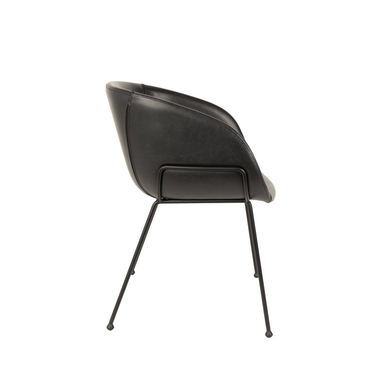 Feston Barrel Chair, Black Faux Leather