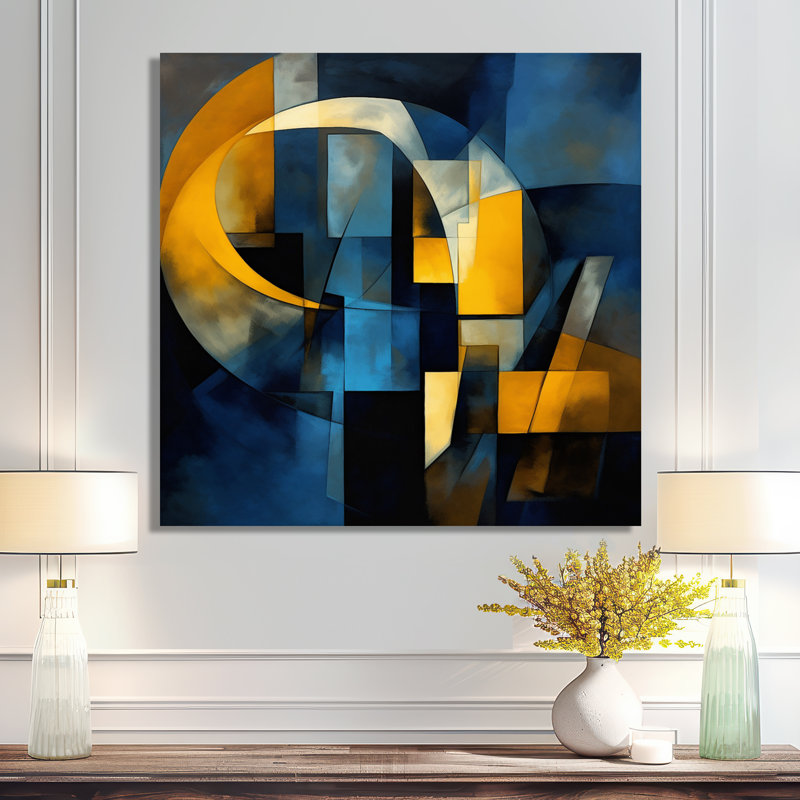 Symphonie dans Kings Blue Jazz II - art mural géométrique, Toile tendue, H 16 po x l 16 po x P 1 po