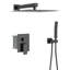 Tête de douche murale double - 12 po, noir mat, tête carrée filetée standard US, équilibrée-127368493