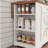 Kitchen Island With Storage, Rolling Island Table On Wheels With Cart Drop Leaf And Trash Can Storage, White