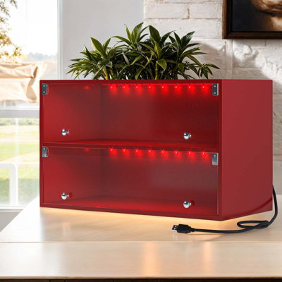 Glass Door Shoe Box Shoe Storage Cabinet For Sneakers With RGB Led Light,Stackable Cabinet