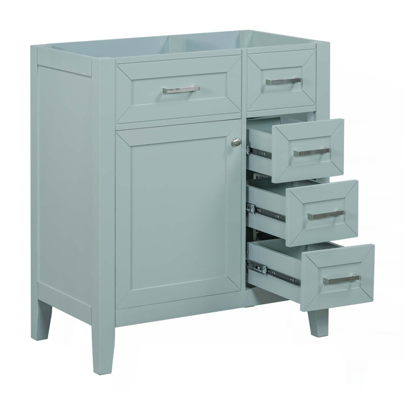 Meuble-lavabo de 30 po sans lavabo, base d'armoire seulement, armoire de salle de bain avec tiroirs, structure solide et panneau de fibres à densité moyenne