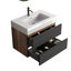 Meuble-lavabo de 30 po avec lavabo à surface solide d'ingénierie noir mat et tiroirs noir doux, meuble-lavabo mural flottant pour salle de bain moderne, lavabo une pièce noir mat, KD-1542253126-1542253125