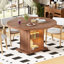 Table de salle à manger extensible ronde / ovale pour 4 à 8 personnes, table de cuisine avec lumière DEL et feuilles amovibles, armoire de rangement avec tablette en verre pour la salle à manger ou la cuisine