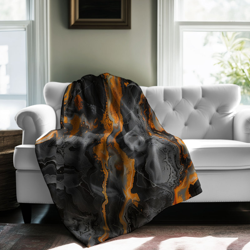 Onyx et marbre Ember - couverture Sherpa de qualité supérieure 1 pièce, Grand lit