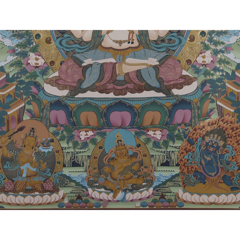 Kharchari (Thangka sans brocart) | Or pur 24 carats avec peinture acrylique