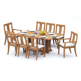 7 Pcs Grade-A Teak Wood Dining Set: Warwick Console Folding Rectangle Table And 6 Osborne Chairs (2 Arm & 4 Armless Chairs) #11OS1502
