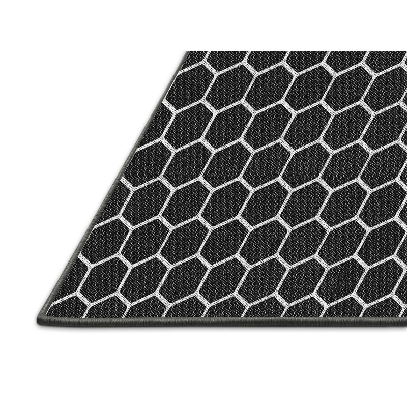Tapis noir/blanc à motifs Holleman, Rectangle 8 pi x 12 pi