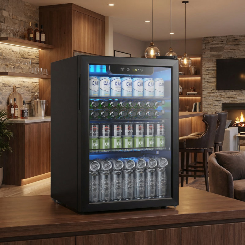 2.5 Cu.ft Beverage Refrigerator, Mini Fridge Holds 20 Bottles, Touch Control, 32-61℉, Quiet <38dB, LED Light