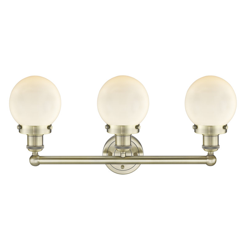 Alphonsa 3 - Light Dimmable Vanity Light, Matte White, Antique Brass