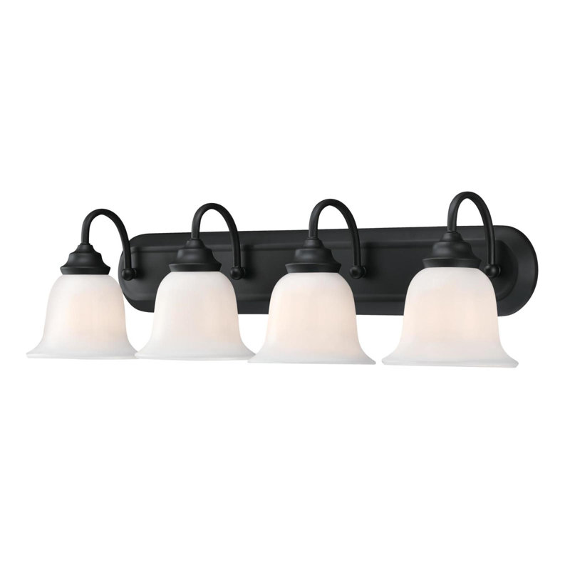 Éclairage de salle de bain à intensité variable 4 lumières Bernay, Noir mat