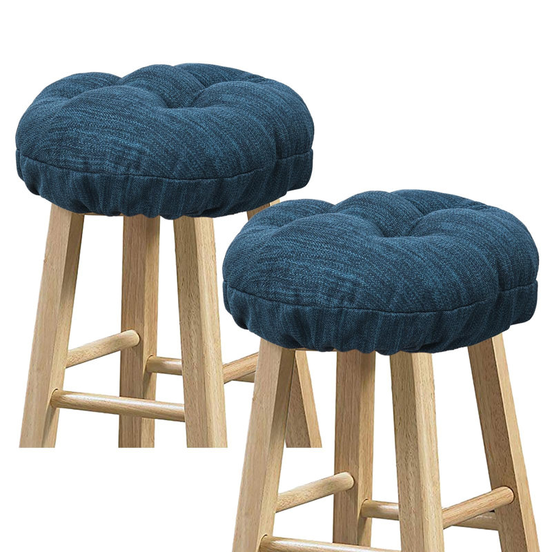 Ensemble de 2 housses de tabouret rondes et super douces pour coussin de tabouret de bar - 2 coussins seulement (bleu, 30 cm)
