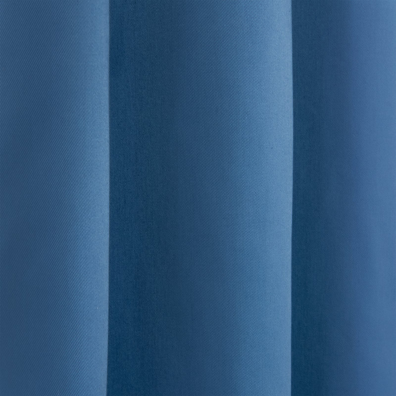 Rideau en mélange de coton, Bleu, L 52 po x L 96 po