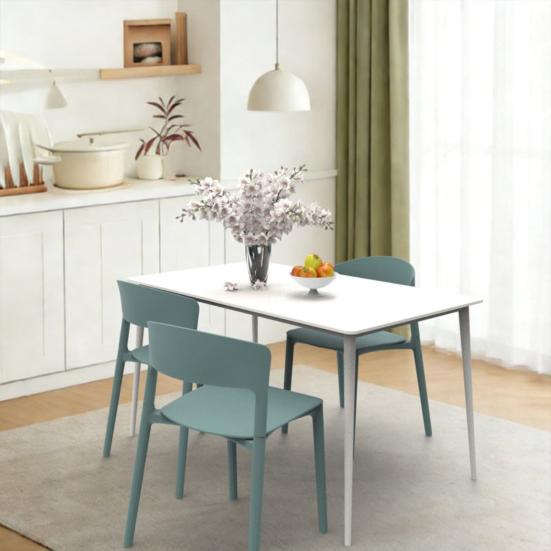 Chaise d'appoint empilable pour salle à manger d'extérieur, Bleu cyan