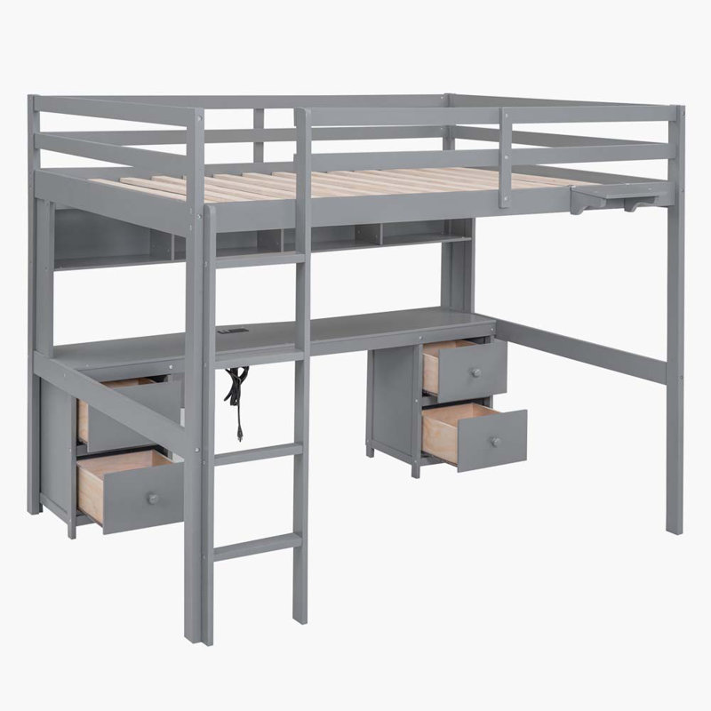 Yvette Kids Full Loft Bed, Gray