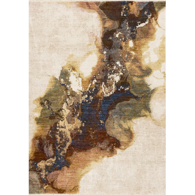 Marquist Power Loom Abstract Area Rug with Tassels