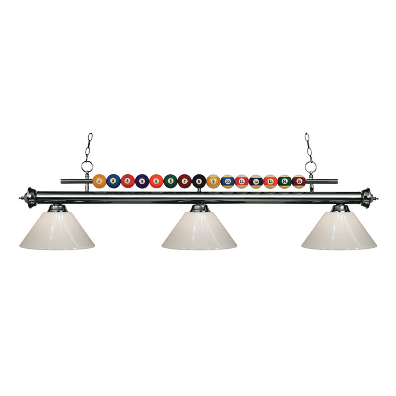 Chapa 3 - Light Pool Table Lights Pendant, Brushed Nickel, White