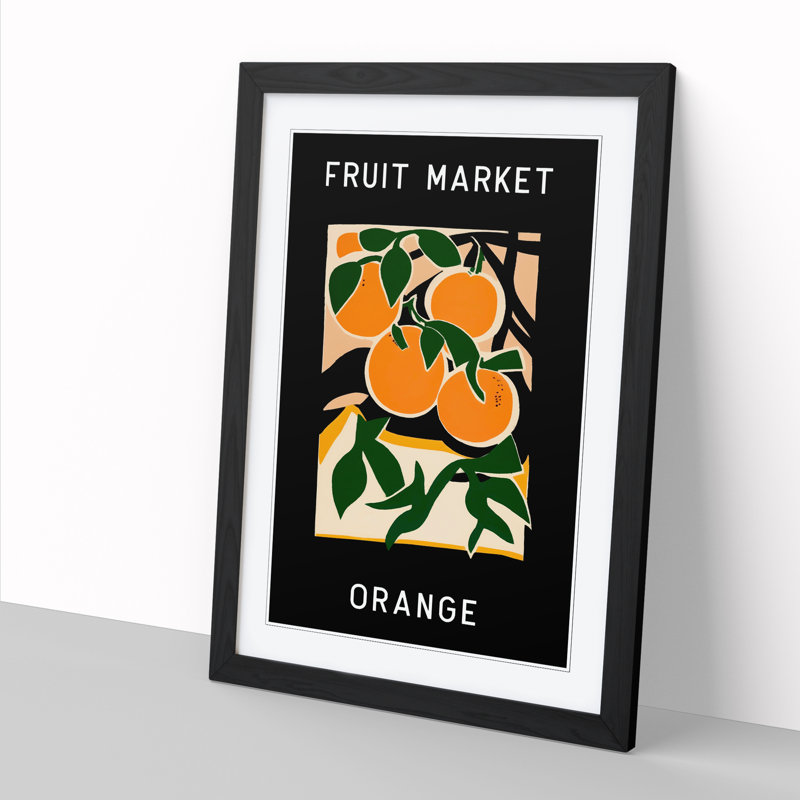 Orange Fruit Market Exhibition Vol.5 - Single Picture Frame Print on Wood, 64cm H x 46cm W x 2cm D