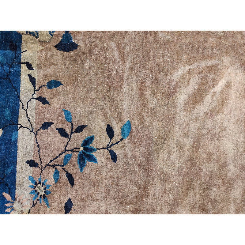 Antique Wool Pile Room Size Chinese Art Deco Design Area Rug