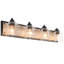 Luminaire de salle de bain à intensité variable Modern Farmhouse avec verre ensemencé et contre-plaque en placage de bois-179862210-176119489