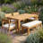 Acacia Wood Patio Dining Set With Umbrella Hole And Waterproof Cushions - Outdoor Table For 6 People-1292754781