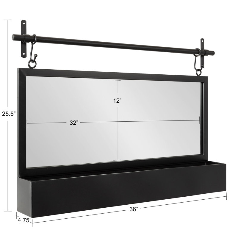 Hughley Metal Flat Mirror, 25.5'' x 36'', Black