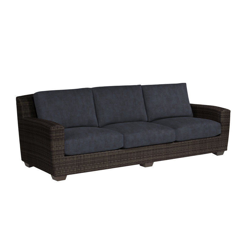 Saddleback Outdoor 3 - Seat Patio Sofa, Fairview Indigo Abstract Sunbrella®, Coffee
