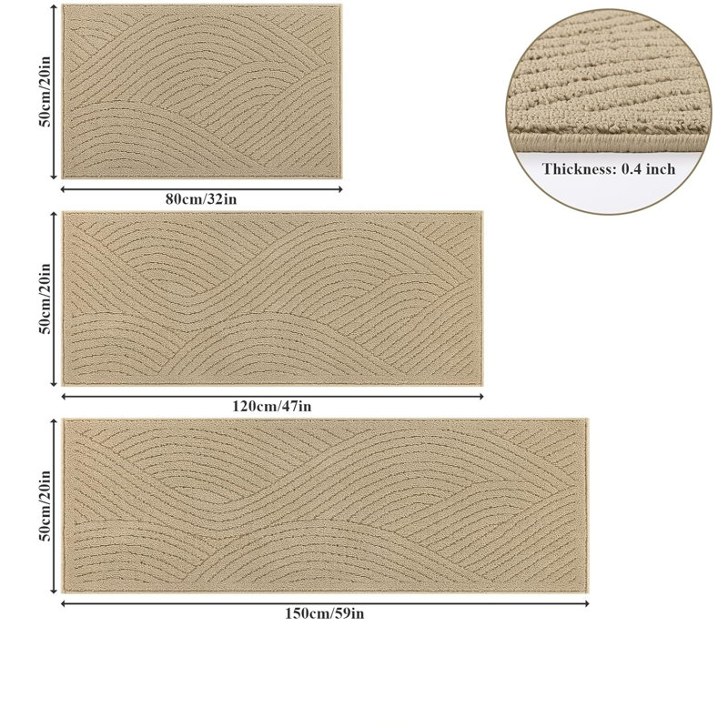 Non-Slip Kitchen Rug Set of 3