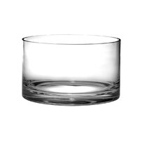 Large Heavy Clear Glass Salad Bowls with Paneled Sides and Gently