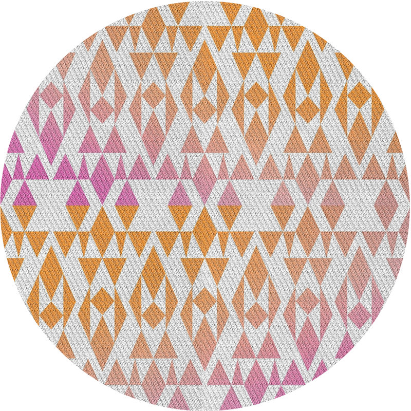 Tapis orange à motif géométrique Kincer, Rond 3 pi