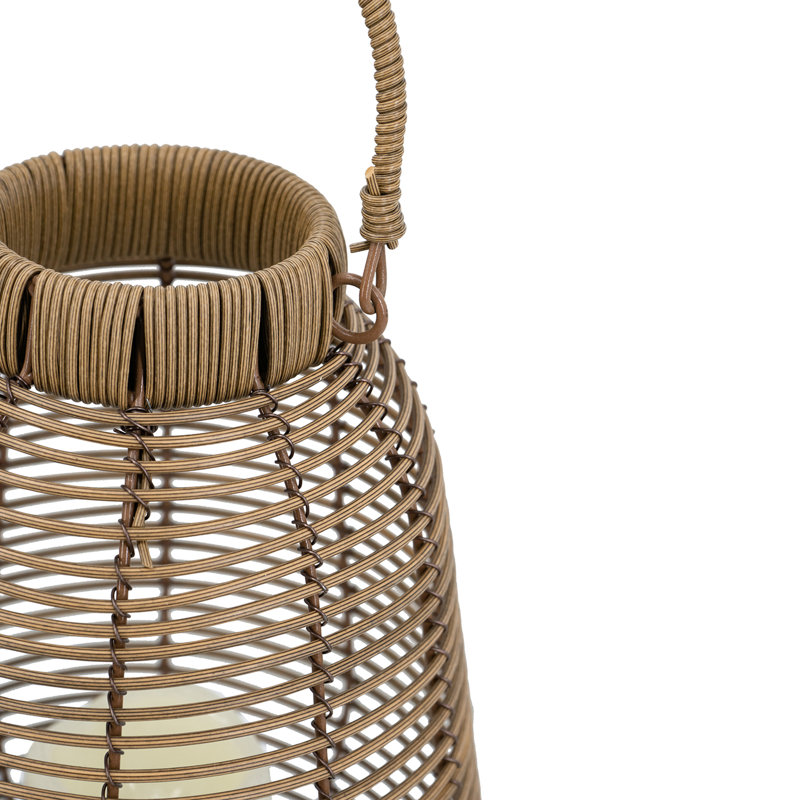 Poly Rattan Led Lantern, Plastic+rattan Hanging Lantern – Realistic White Led Candle, Timer Function, Warm Flickering Glow, Ideal For Living Room/entryway/bedroom (3 Aa Batteries Not Included)