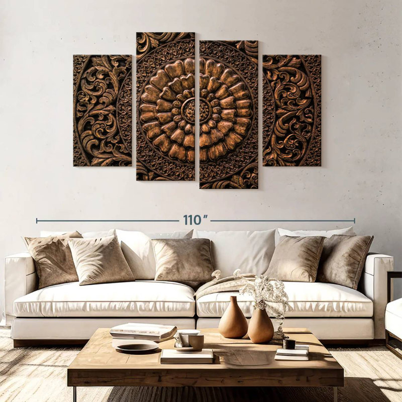 Senne Round Floral Carving, 54" H x 84" W