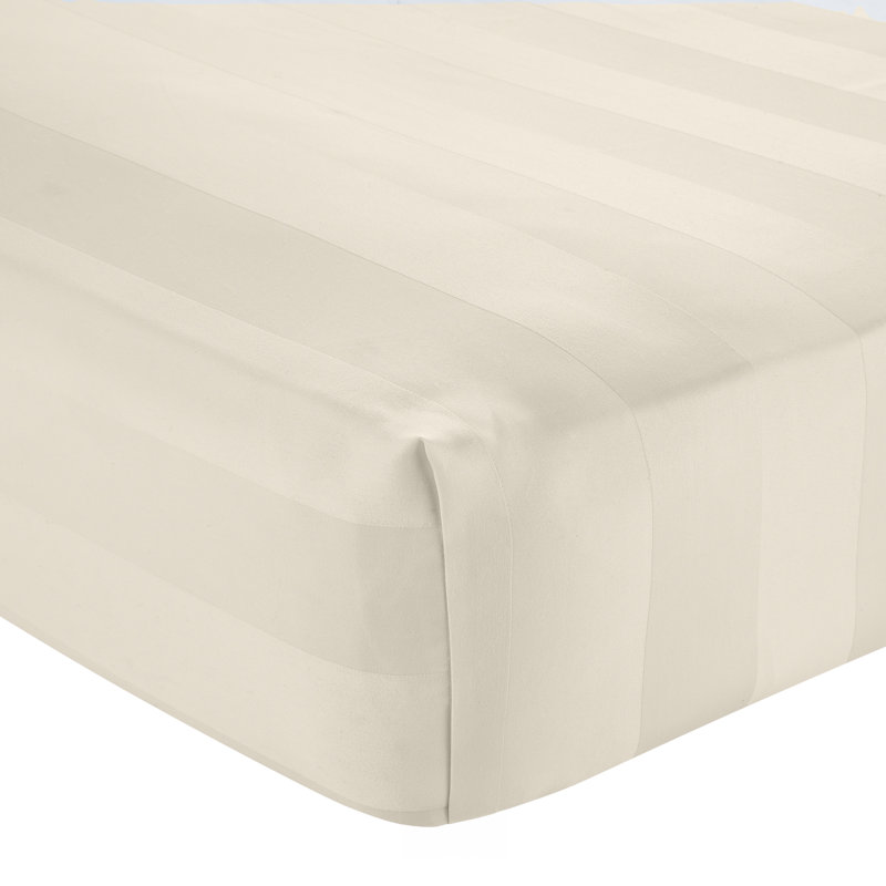 So Soft Satin Stripe Fitted Sheet, Super King, Cream