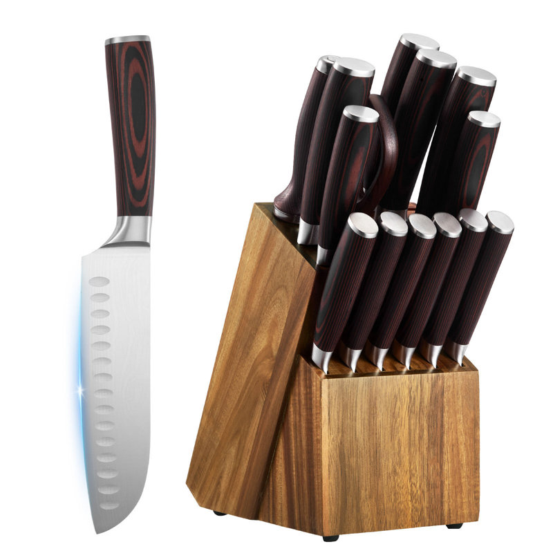 Kitchen Knife Set With Block And Sharpener