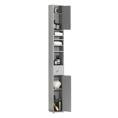 Armoire de rangement autoportante ultra-mince haute pour salle de bain