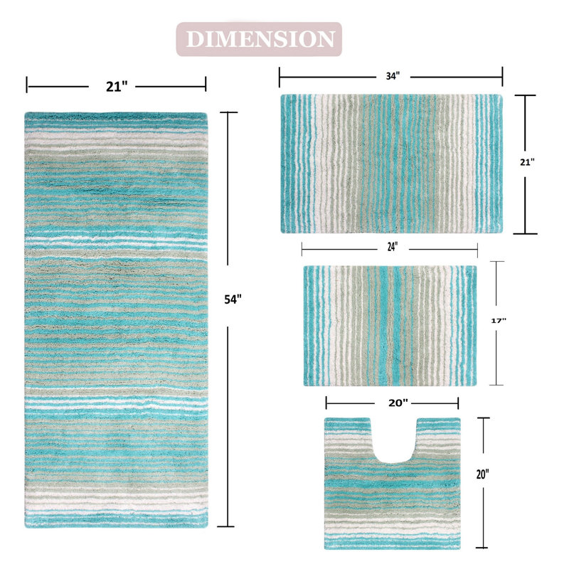 Alamanno 4 Piece Bath Rug Set, Turquoise