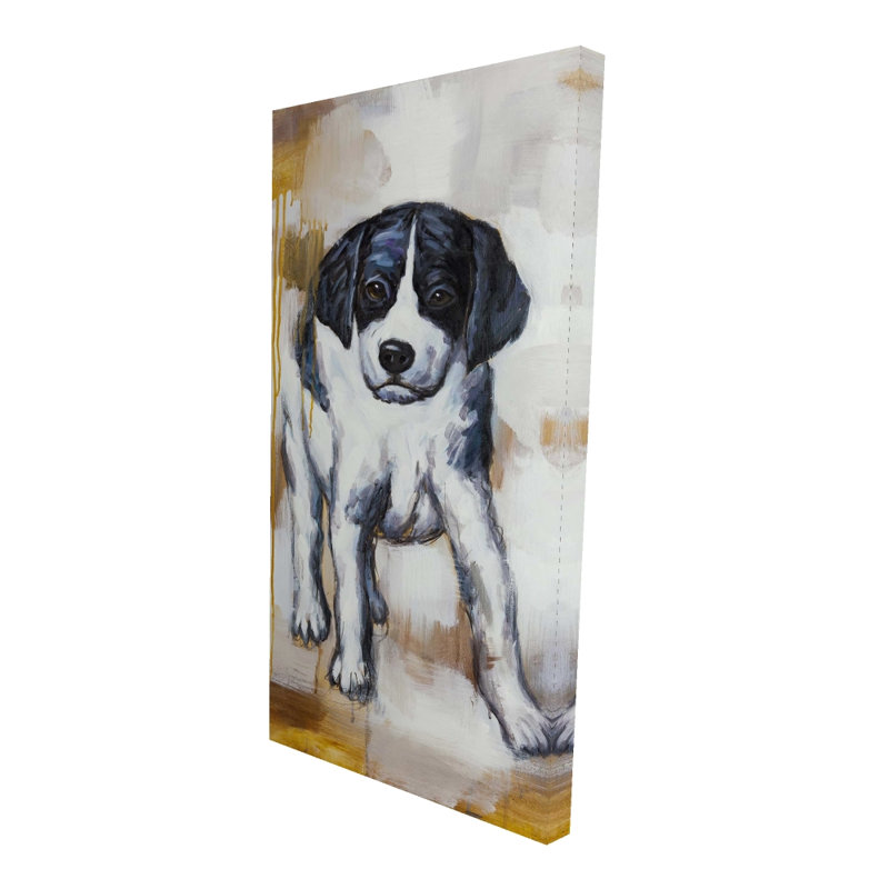 Curious Puppy Dog - pièce de décoration intérieure en toile noire industrielle, H 48 po x l 24 po