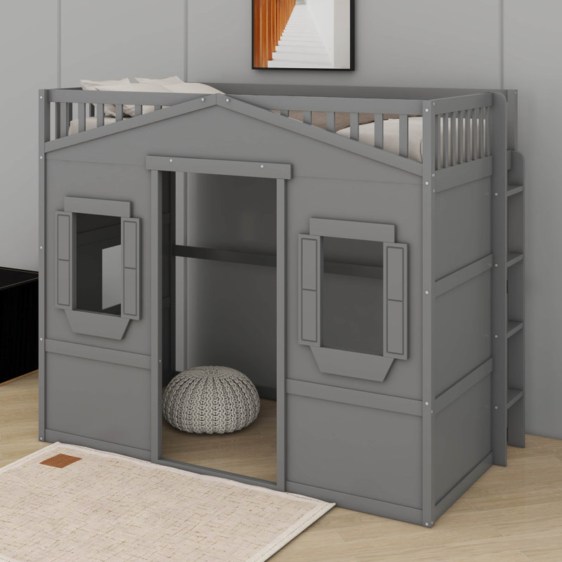 Lit mezzanine simple avec échelle, Gris