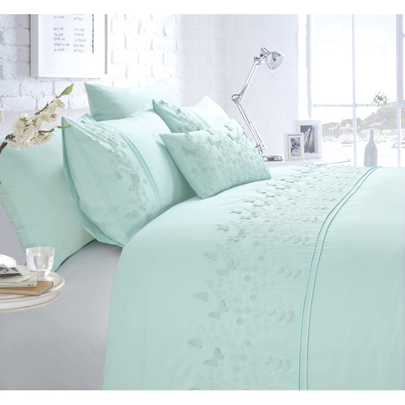 Butters Cotton Blend Duvet Cover with Pillowcases, Double Duvet Cover + 2 Standard Pillowcases, Blue