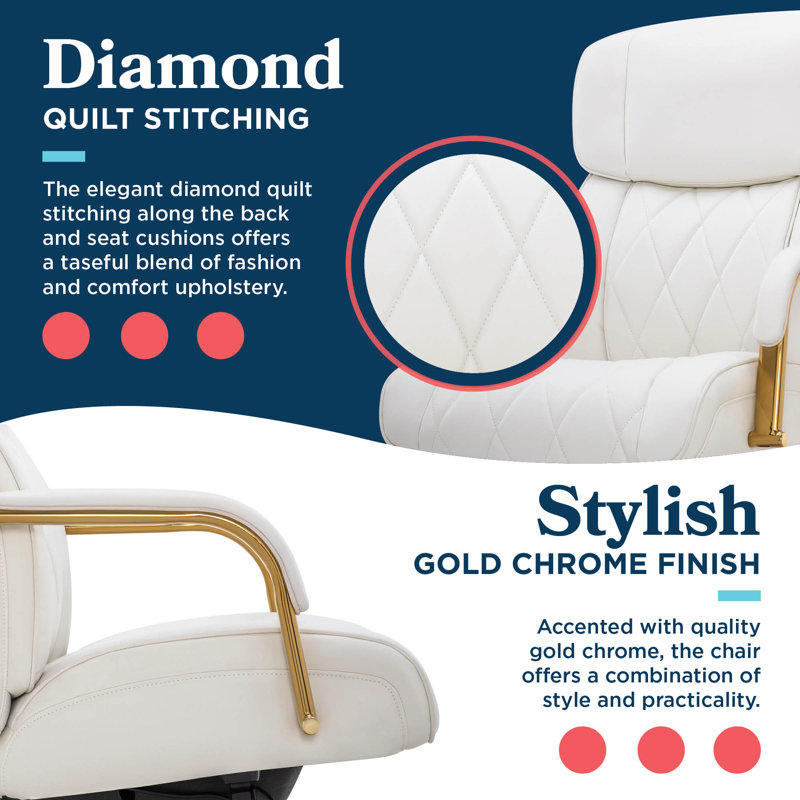 Symphony Swivel Executive Chair, Gold, White