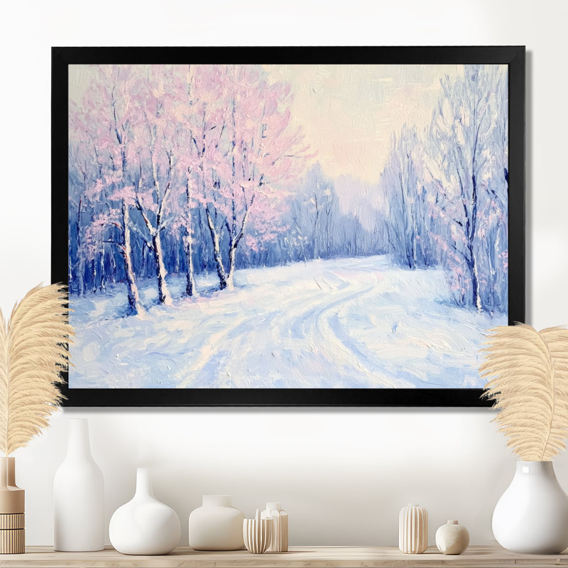 «Winter Peacefulness Forest II - Winter Landscape Wall Art Living Room», H 30 po x l 40 po, Noir