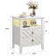  Table à DEL blanche avec 2 tiroirs de rangement - Éclairage RVB - Table de ferme en forme de V - Tablette ouverte et pieds en bois robustes pour la chambre à coucher, le salon et le bureau - Blanc
