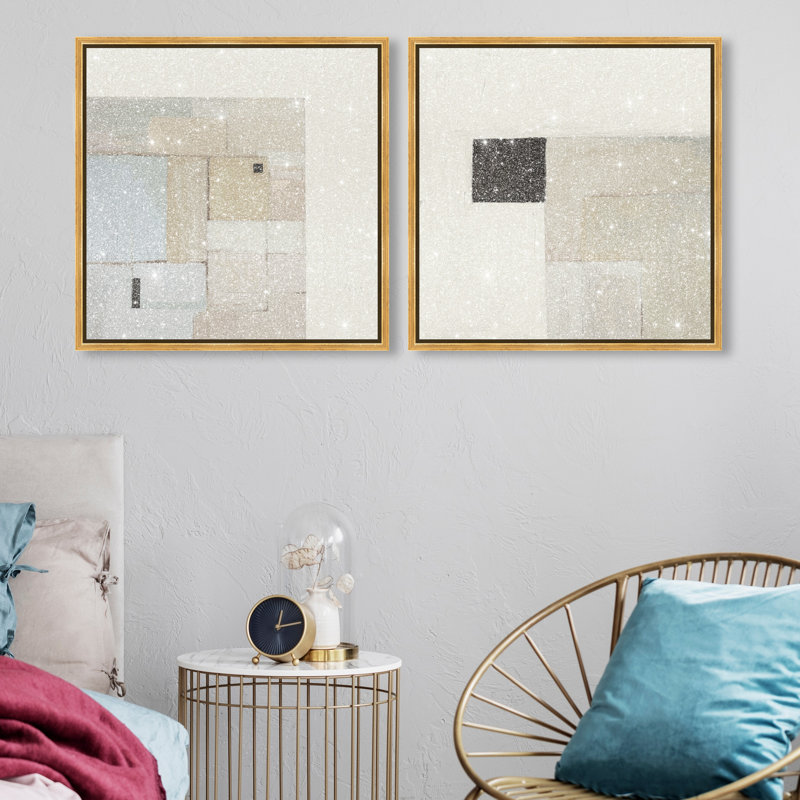 Soft Roughness Set Canvas Abstract Print by Oliver Gal, Black Frame, 12 x 12, 21"H x 21"W, Gold Floater Frame