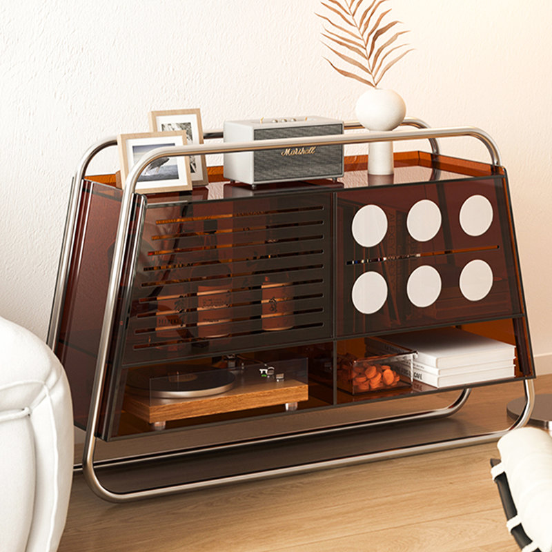 Armoire décorative moderne en acier inoxydable et acrylique minimaliste, Ambre