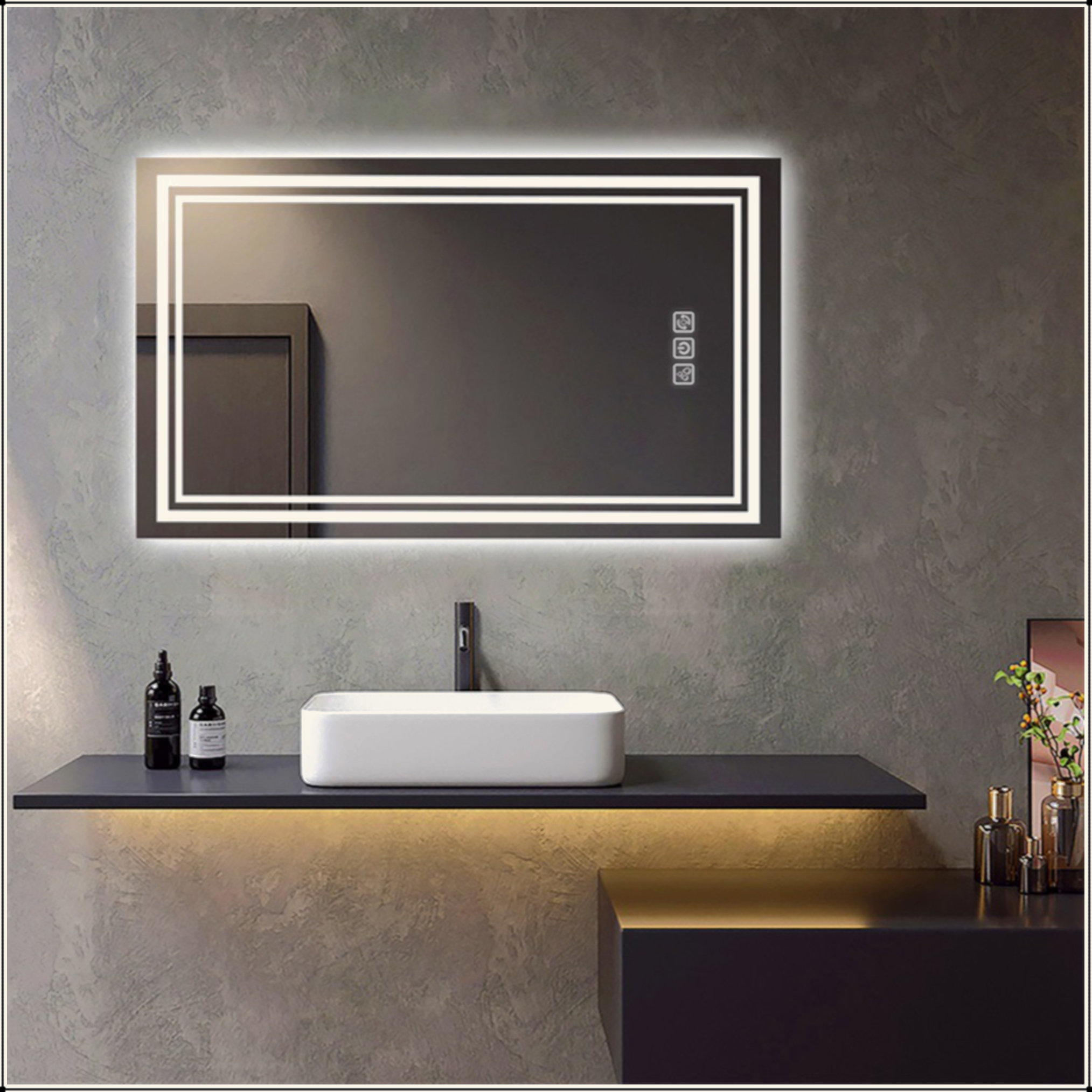 Orren Ellis LED Bathroom Mirror 40" X 24" Front And Backlight, 5 Mins ...
