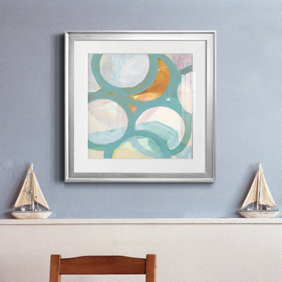 «Aqua Circles I», reproduction encadrée de qualité supérieure - prête à être accrochée